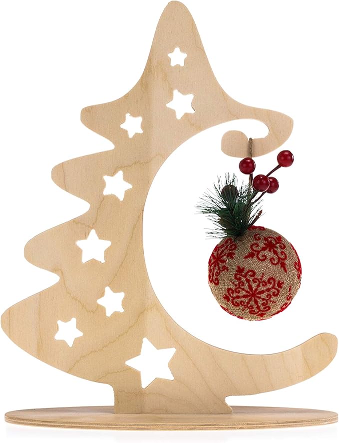 Stella Di Natale Stilizzata.Papa Noel Albero In Legno Con Palla Di Natale Amazon It Casa E Cucina