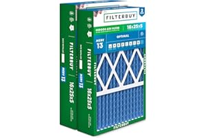 Filterbuy 16x25x5 Air Filter MERV 13 Optimal Defense (2-Pack), Pleated HVAC AC Furnace Air Filters for Honeywell FC100A1029, 