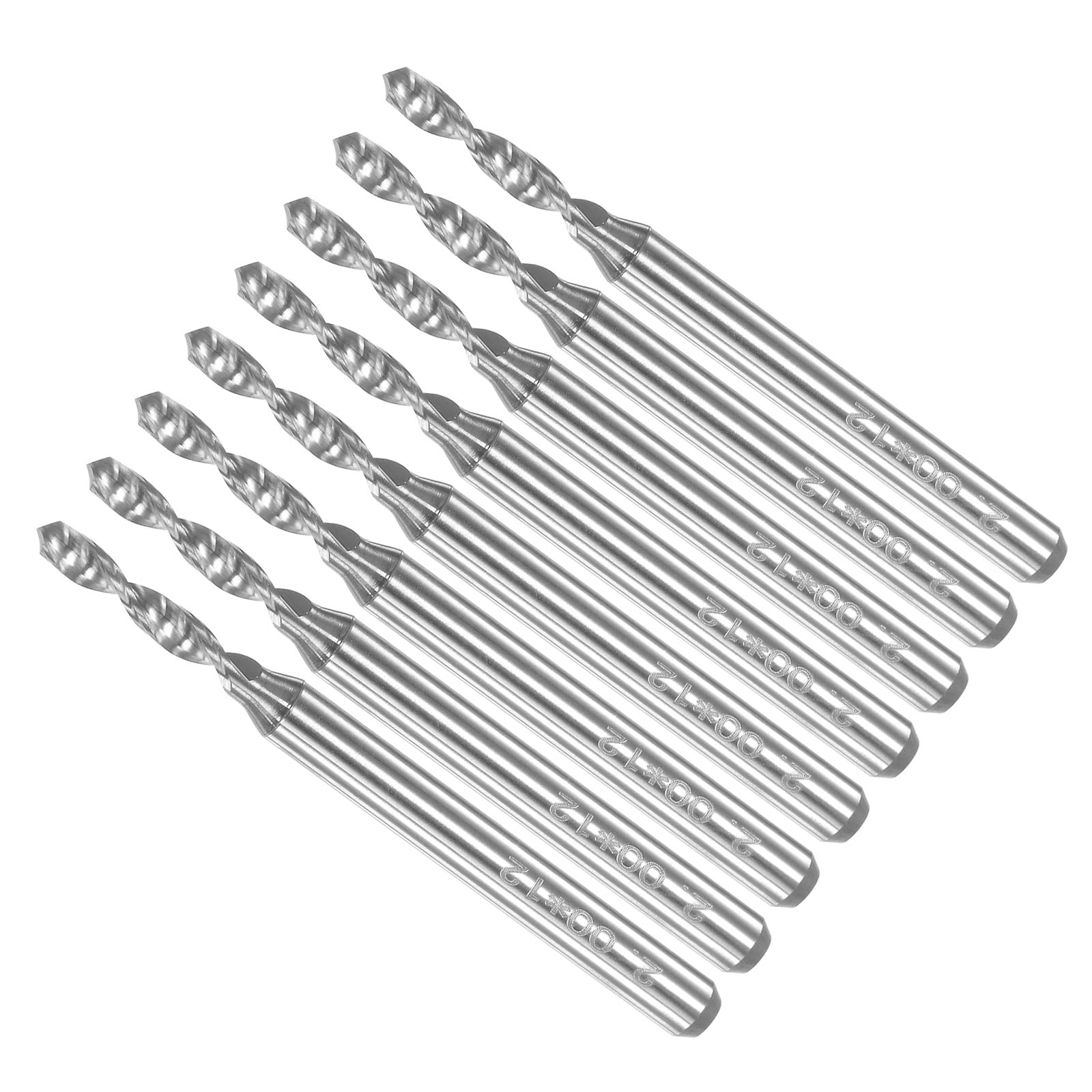 CoCud PCB Drill Bits, 2mm Diameter 1/8" Shank, Solid Tungsten Carbide Precision Drilling - (Applications: for Print Circuit Board CNC Engraving), 8-Pieces