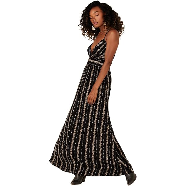 Women's Plus Size Floral Maxi Dress With Spaghetti Straps & Front Bow - Boho Summer Dress
