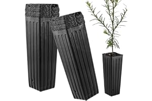 DREDQCCO Tall Deep Tree Pot, 50Pcs Plastic Plant Seedling Treepots Tall Flower Plant Container Starting Pots with Drainage Holes Flower Container for Indoor Outdoor Garden Plants 9.8" H x 4.7" W