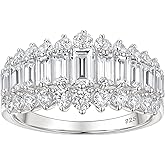 Wuziwen Emerald Cut Wedding Bands for Women Engagement Rings for Her Cubic Zirconia Eternity Ring 925 Sterling Silver