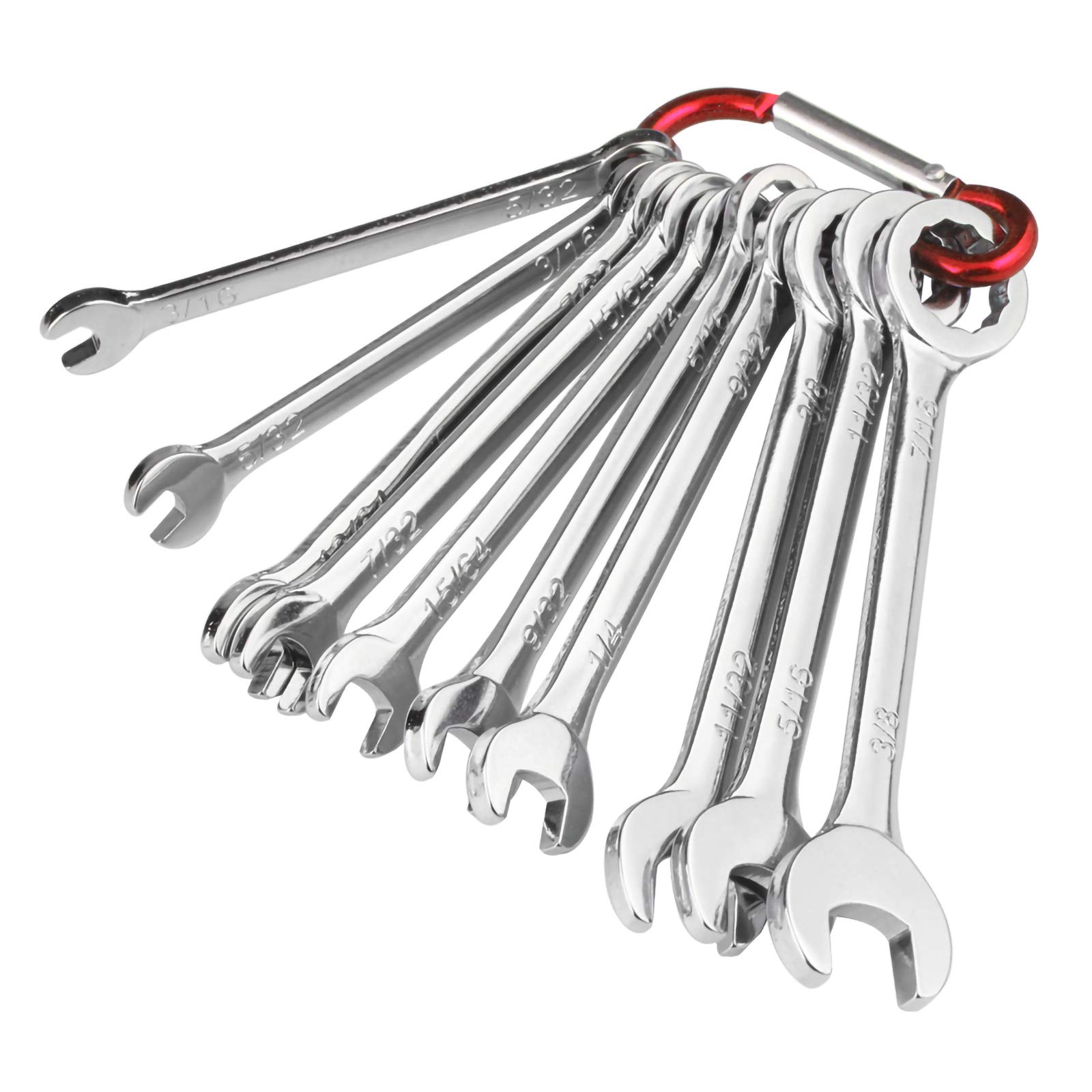 Andux Zone 10pcs Mini Combination Wrench Set Open End and Box End SAE
