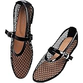 StillFancxy Mesh Ballet Flats for Women Adjustable Strap Mary Jane Flats Casual Office Shoes