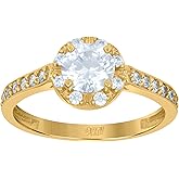 Jewels By Lux 10kt Two-Tone Gold Womens Cubic Zirconia Diamond Cut Halo Bridal Anniversary Engagement Wedding Ring