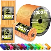Paracord Rope 550 lb 4mm &ndash; Parachute Cord &ndash; Utility Camping Rope | 550 Paracord Type III, 50ft to 1000ft, 45+ Colors, Survival and Tactical Outdoor Gear, Nylon Core Para Cord for Clothesline