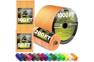 TECEUM Paracord Type III 550 Apricot – 50 ft – 4mm – Tactical Rope MIL-SPEC – Outdoor para Cord –Camping Hiking Fishing Gear 