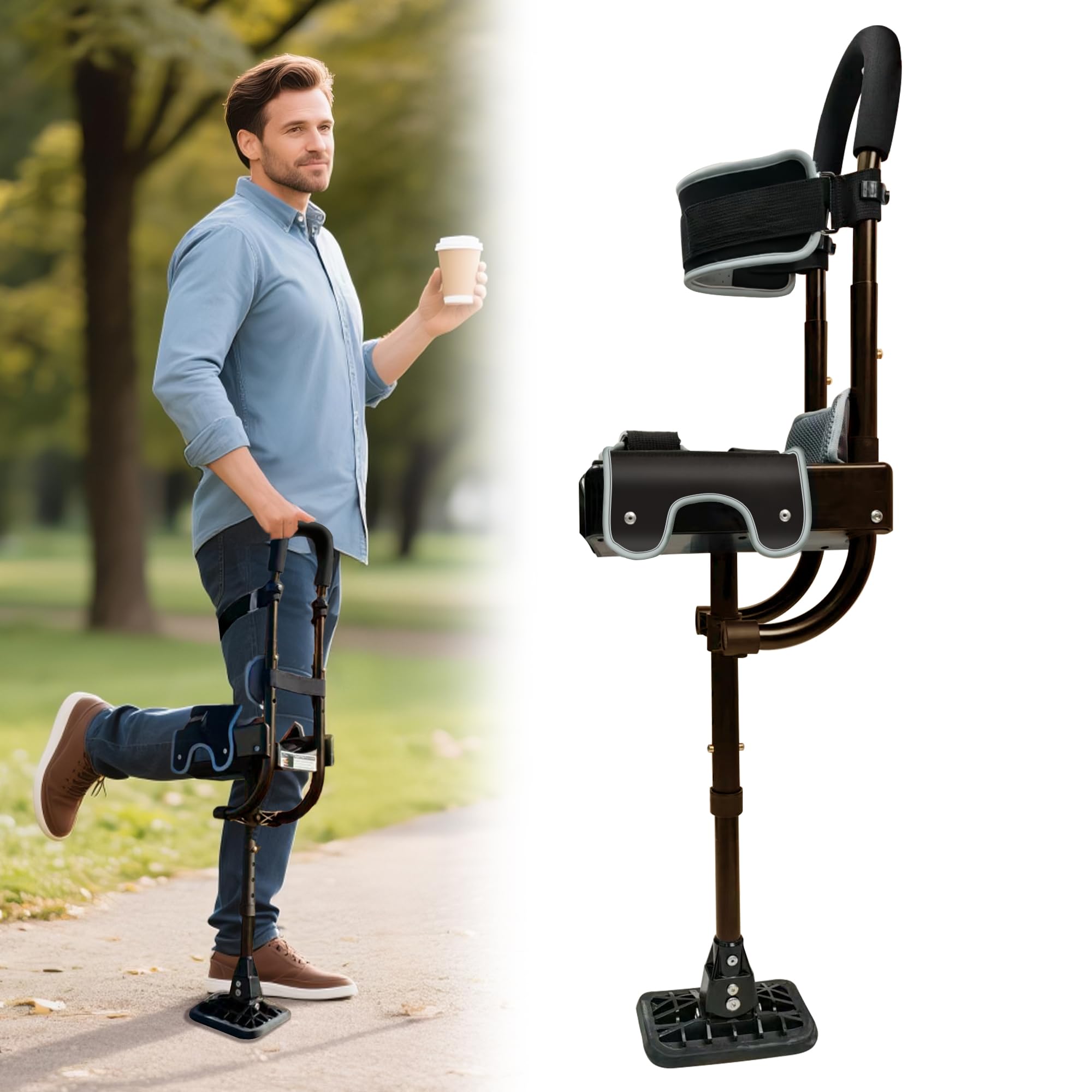 Photo 1 of Hands Free Knee Crutch - Comfortable Peg Leg Alternative for Foot & Leg Injuries Adjustable Safety Kneepad Support for Left/Right Leg, Non-Slip Design for Ankle Surgery Recovery & Mobility Aid