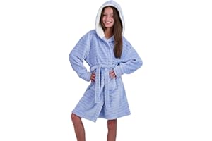 US Angels Plush Robe For Girls- Plush Winter PJ Robe With Pockets, Hoodie & Belt- Ultra-Soft Bathrobe