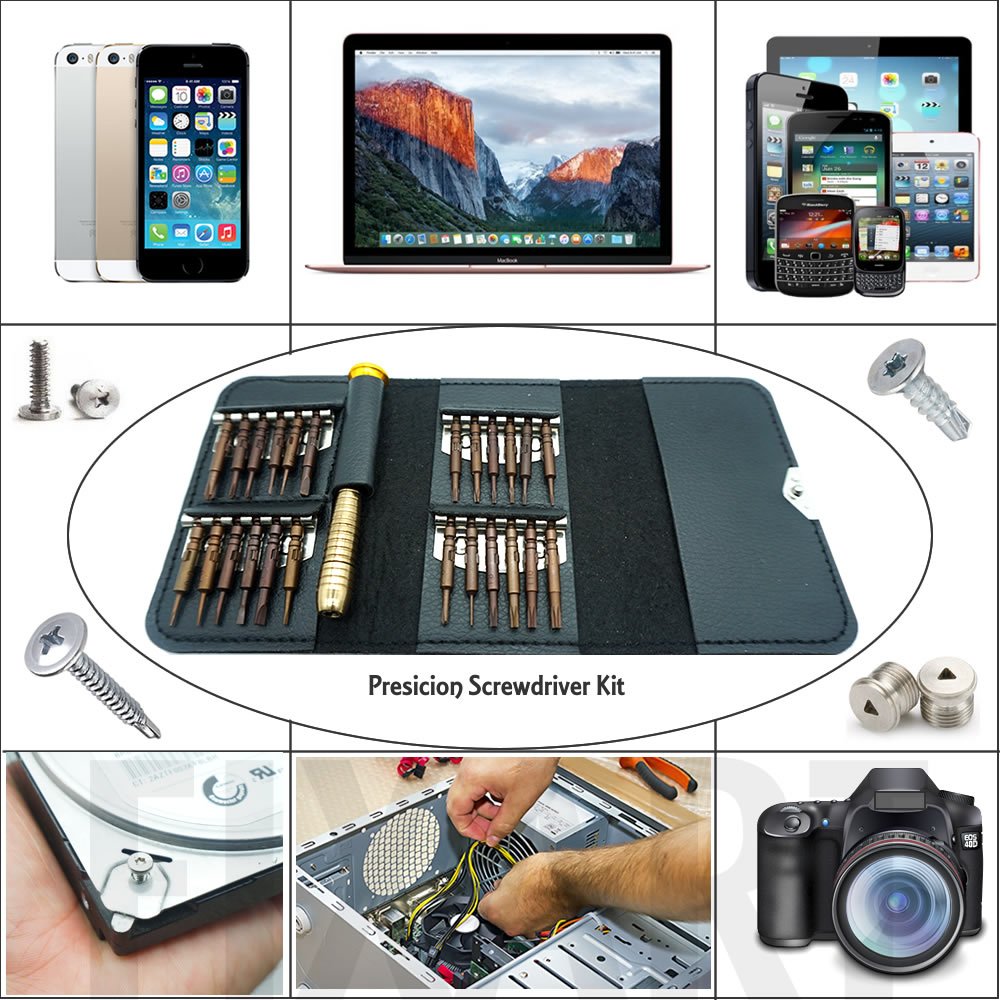27 in 1 Precision Screwdriver Set with Torx Phillips Pentalobe Triwing Screwdriver Bit Set,Small Portable Opening Repair Tool Kit for iPhone,Macbook,iPad,Laptop,Watch & Glasses