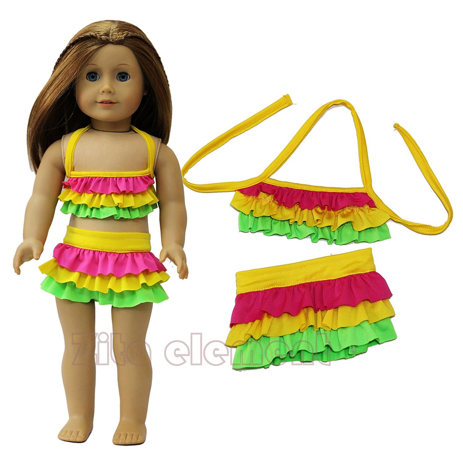 ZITA ELEMENT Bañador Bikini Outfit de Hawaii Style para muñeca American Girl de 18 pulgadas y otras muñecas de 45-46 cm outlet - interiormotivedesign.com