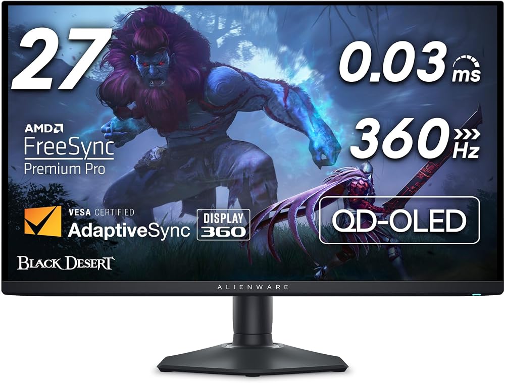 Alienware AW2725DF 27 QHD 360Hz QD OLED Gaming Monitor 0.03ms USB-C FreeSync