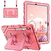 Fintie Kid-Friendly Case for Samsung Galaxy Tab S10 Lite/S10 FE/S9 FE/S9 | Rugged Shockproof Case, Kickstand &amp; Shoulder Strap, Adjustable Stand, Drop Protection, for Learning &amp; Travel, Pink