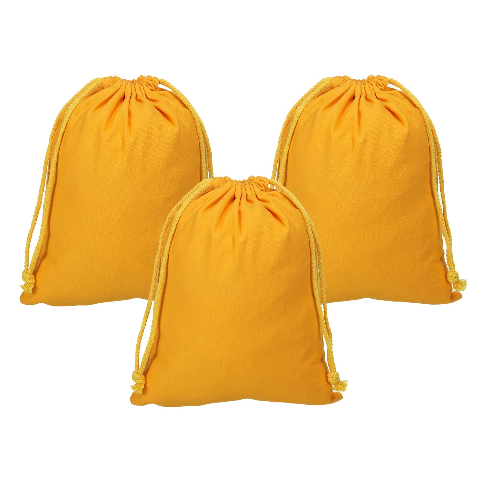 PATIKIL Reusable Drawstring Bags, 10x12.6 Inch 3 Pack Multipurpose Cotton Dust Bags, Luggage Organizer, Travel Essentials Storage Pouch, Yellow