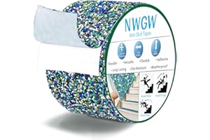 NWGW Heavy Duty Anti Slip Tape 4" x15FT Blue Grit Rubber Grip Tape for Stairs, Pool, Bathroom & Outdoor Safety | Waterproof Non-Slip Traction Strips Indoor/Shower/Trail