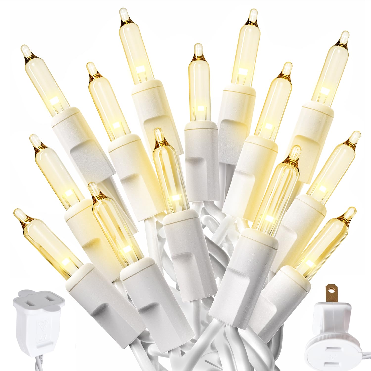 Photo 1 of PREXTEX 300 Count Clear Christmas Tree Lights with White Wire - 60 ft Warm White Twinkle Lights for Indoor or Outdoor Use - Holiday Fairy String Lighting for Christmas Trees, Patios, and More