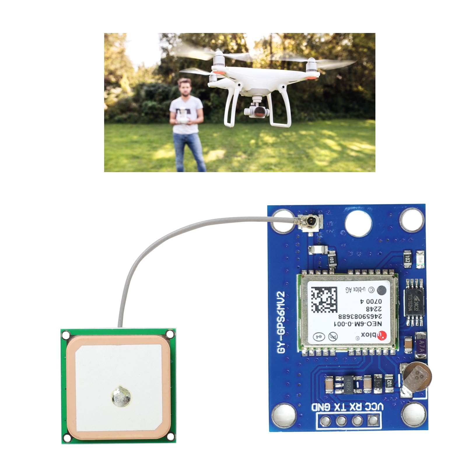 GY-NEO6MV2 NEO-6M GPS Module for Flight Control with Ultra-Powerful Ceramic Antenna, Arduino EEPROM/APM 2.5 Compatible, RS232 TTL Interface