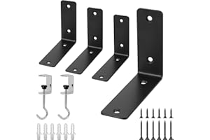 Redunest L Floating Shelf Brackets,4 Pack Heavy Duty L Brackets for Shelves, L 5" X H 4" Black Metal Countertop Support Brackets,Wall Mounting for Wood