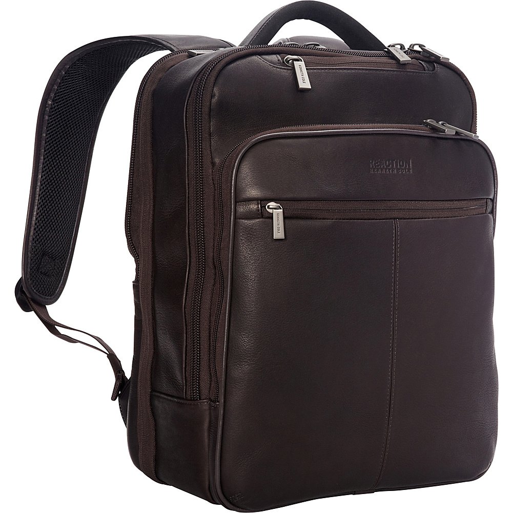 Kenneth Cole REACTION Colombian Leather 16" Manhattan Slim Laptop Travel Backpack, Brown Image