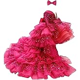 bluqulo Girls' Dresses Flying Sleeve Puffy Princess Dresses Flower Girl Wedding Birthday Party Dresses