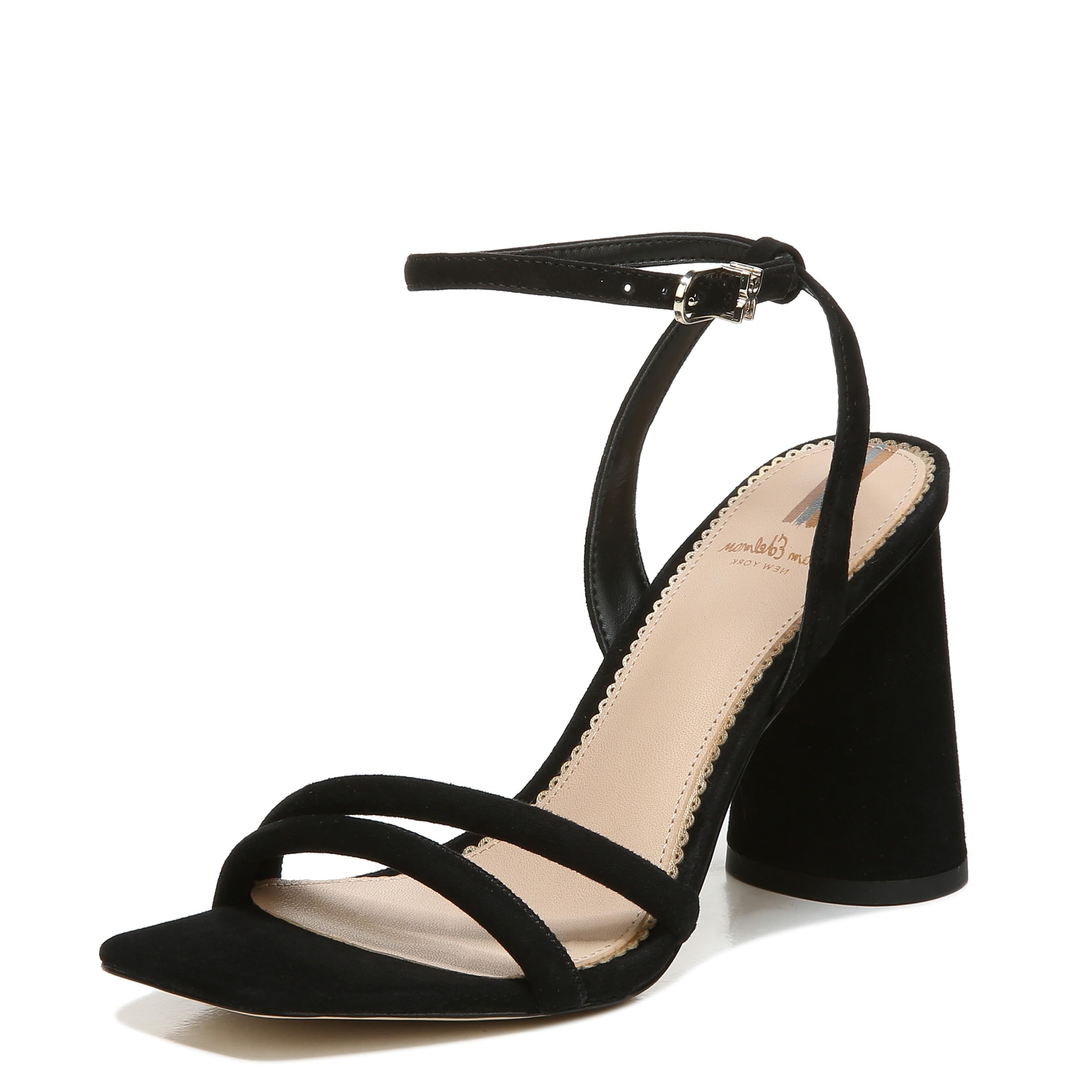 Sam Edelman Women’s Kia Heeled Sandal, Black Suede, 9.5