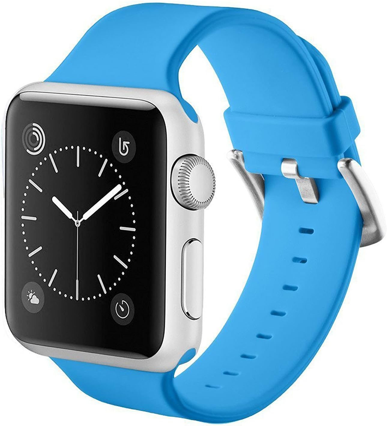 Noya Replacement Watch Band for Apple Watch Series 1 Series 2 Series 3, Soft Silicone Replacement Sport Wristband Wrist Strap with Buckle Clasp for iWatch M/L (38mm, Sky Blue)