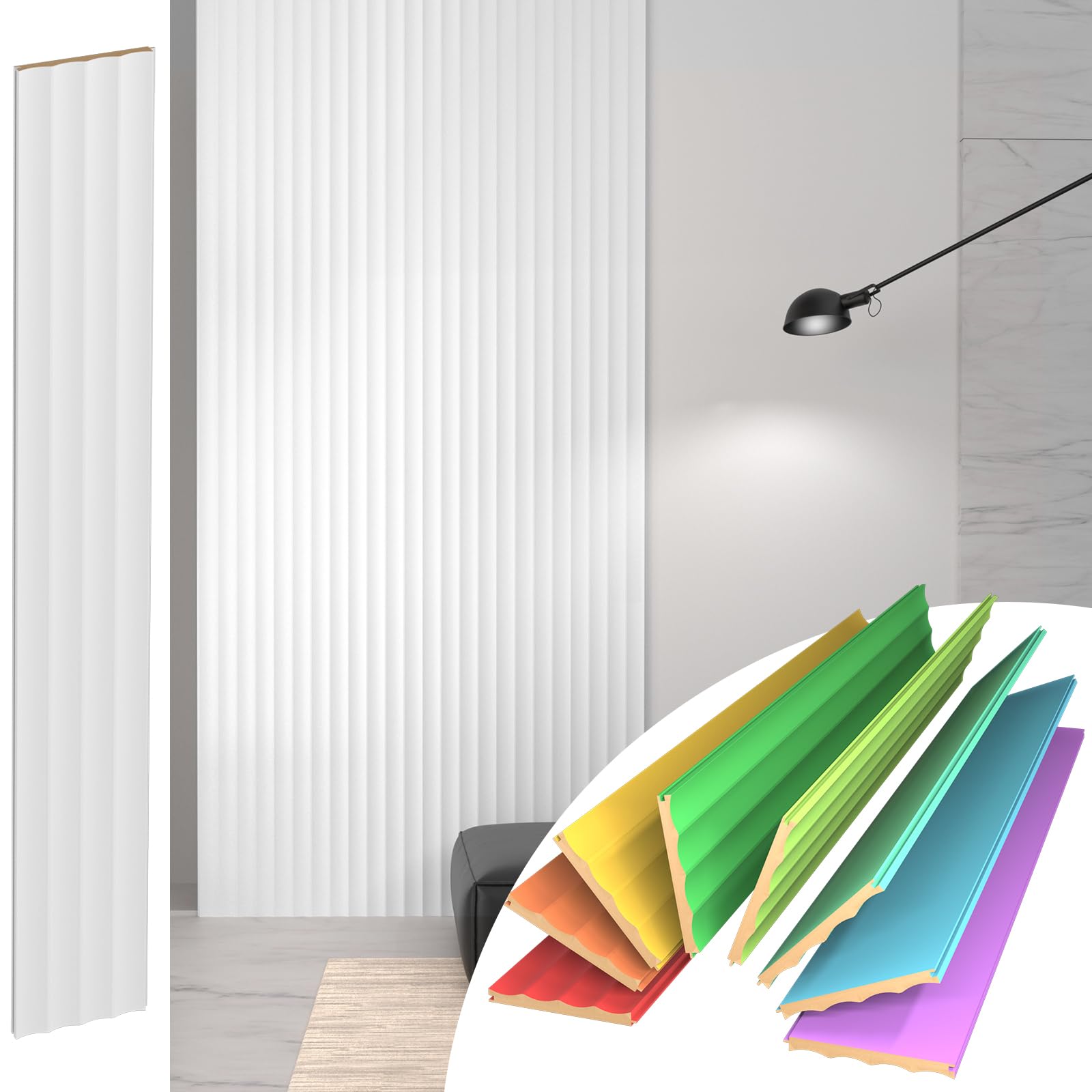 Photo 1 of MDF Board Wave Wall Panels, Wall Paneling for Home Living Room Decor, Decorative 3D Accent Wavy Panel, Paneles Decorativos para Pared 3D