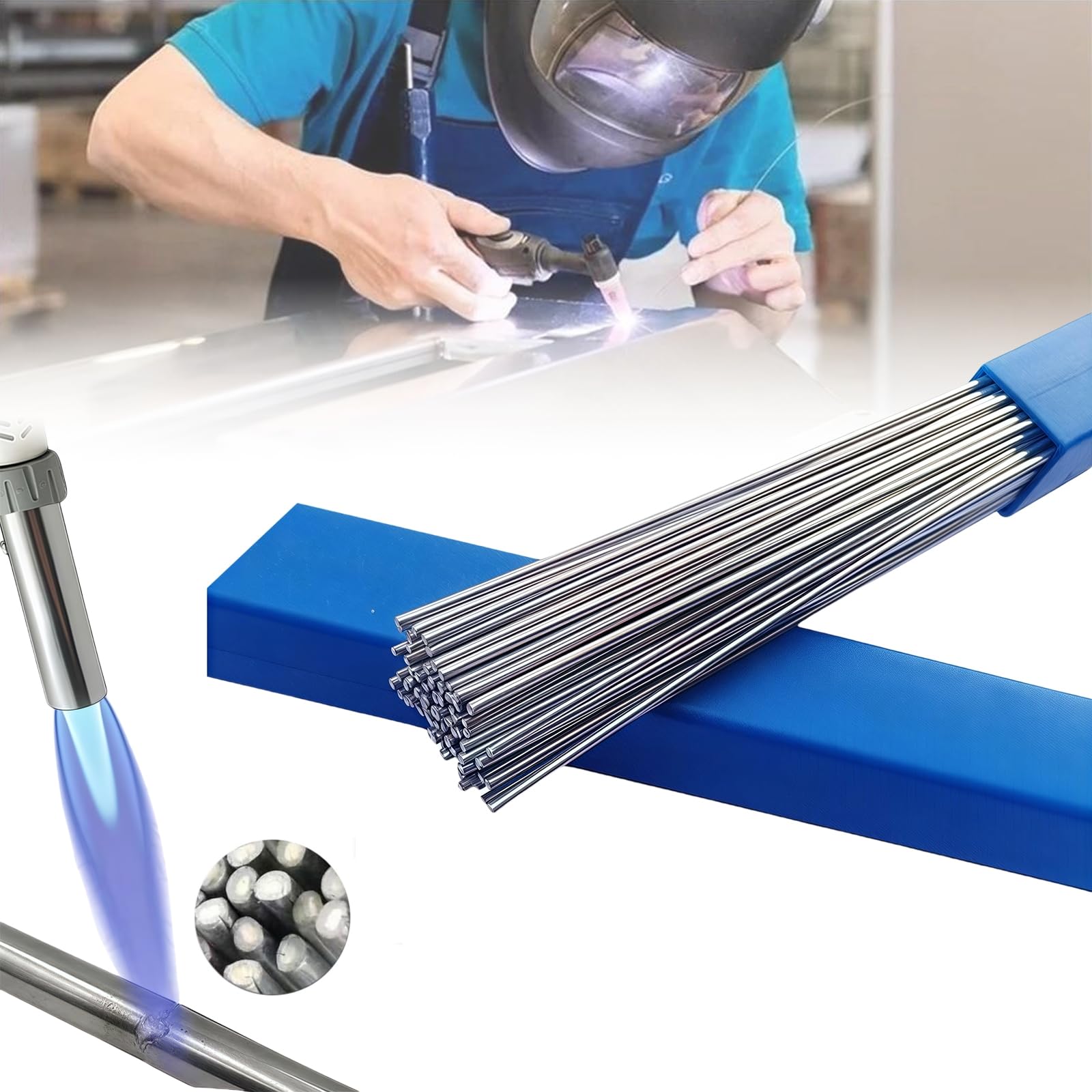 Photo 1 of 45pcs Aluminum Brazing Rods, Aluminum Welding Rods, 1/16''?1.6mm?x 13'' Low Temperature Easy Melt soldadura de aluminio, All-position welding sticks, No flux required