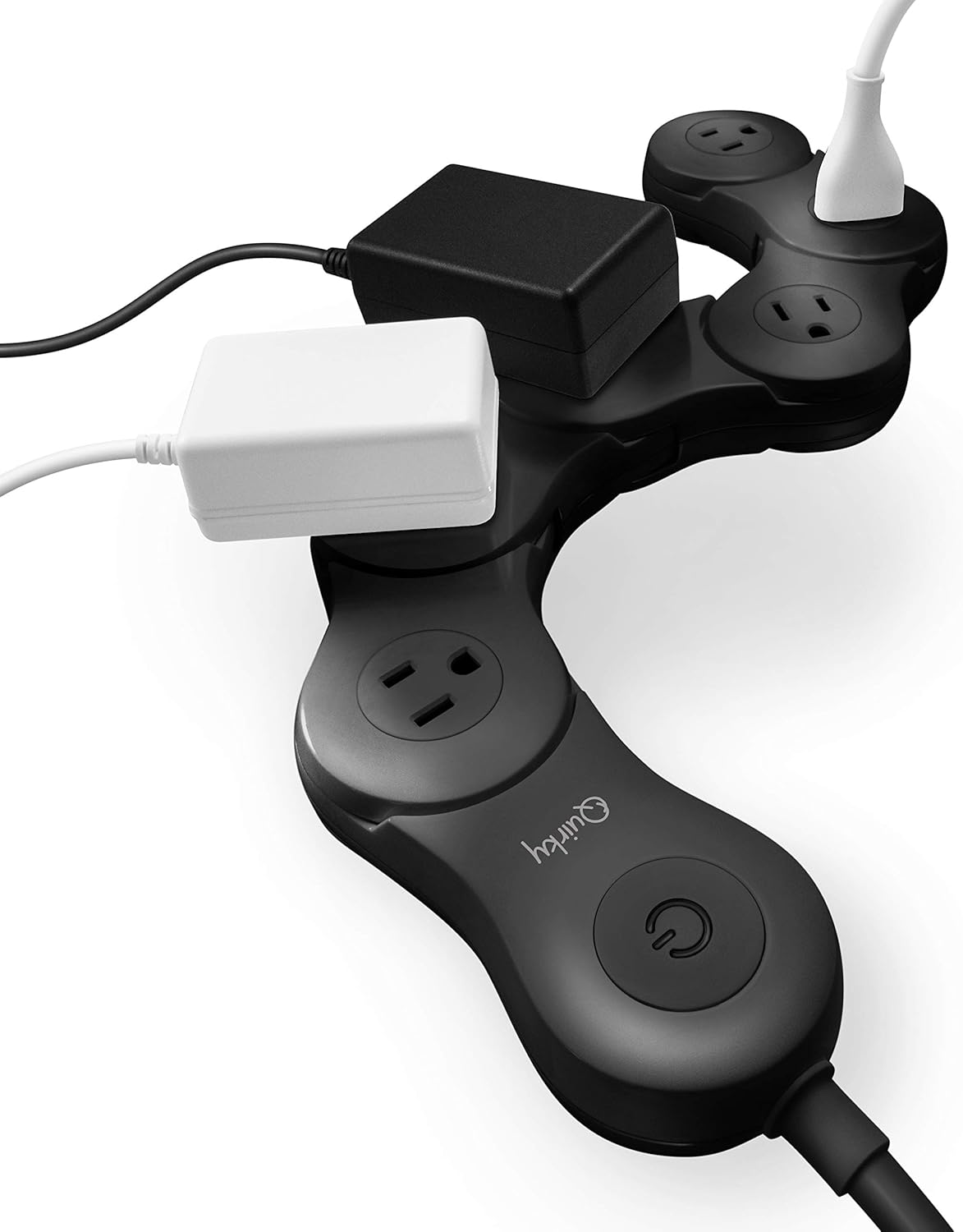 Quirky Pivot Power 2.0 - Flexible and Bendable 6 Outlet Surge Protector - Black