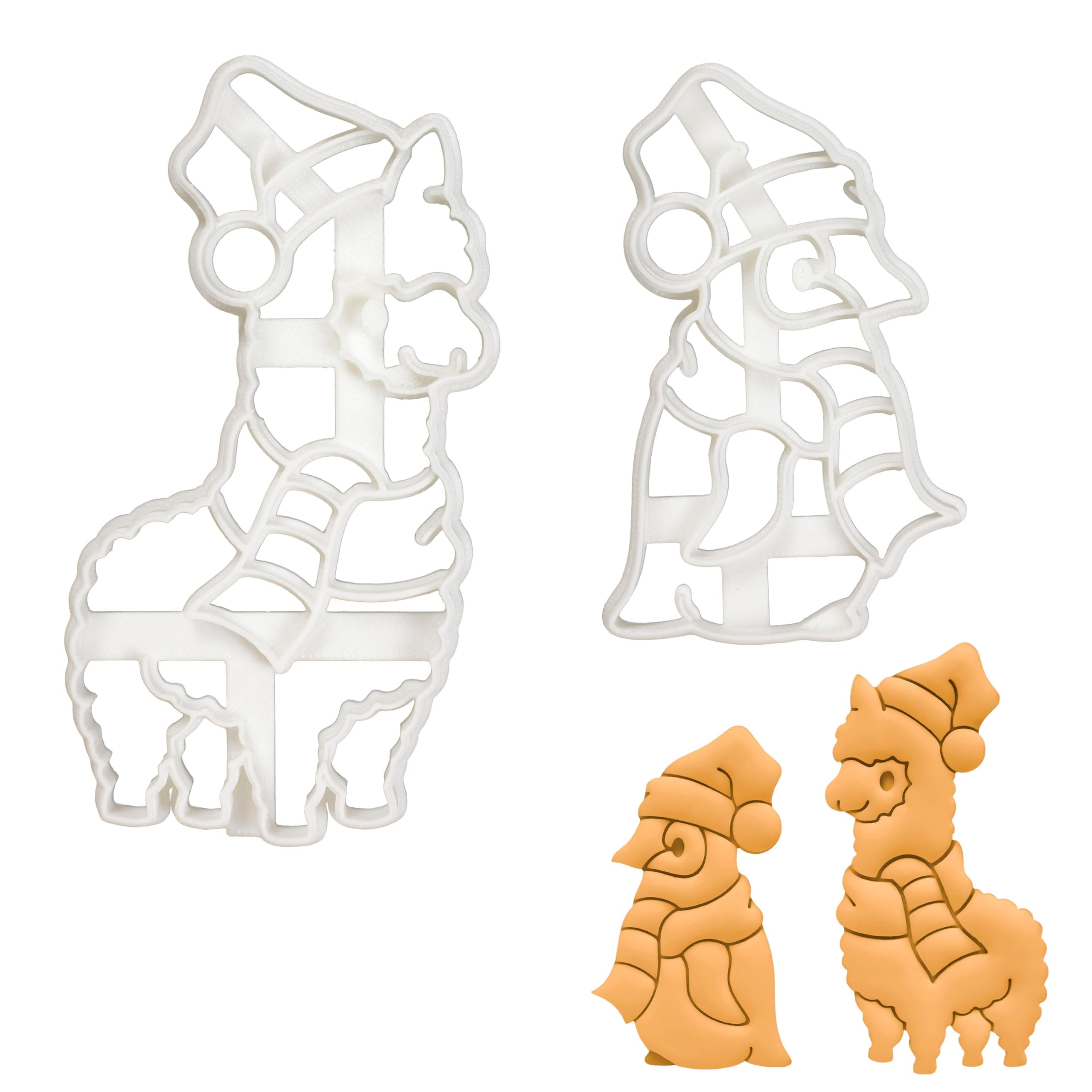 BAKERLOGY Set of 2 Christmas Animals Cookie Cutters (Designs: Alpaca and Baby Penguin) - Detailed Biscuit Cutter Design for Baking and Crafts, Ideal on Fondant, Dough, Clay