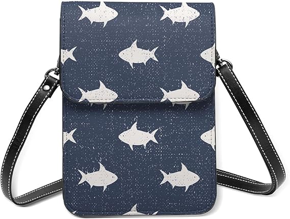 Amazon スマホポーチ レディースショルダーバッグ サメ 航海の背景かわいい海の生物のイラスト 財布斜めかけバッグ 多機能 小物入れ カワイイ キフト 13 5x19cm ピアノ ショルダーバッグ