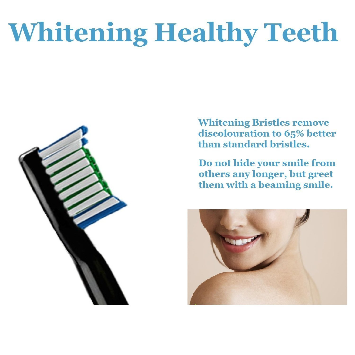 Presmile Ersatz-Zahnbürsten-Set passt gesunden weißen und sanft empfindlichen Zahnbürstenköpfen 3er-Pack (2 + 1), Schwarz