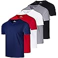 Real Essentials 5 Pack: Men's Mesh Quick Dry Short Sleeve V-Neck T-Shirt - Athletic Performance (Available in Big & Tall)