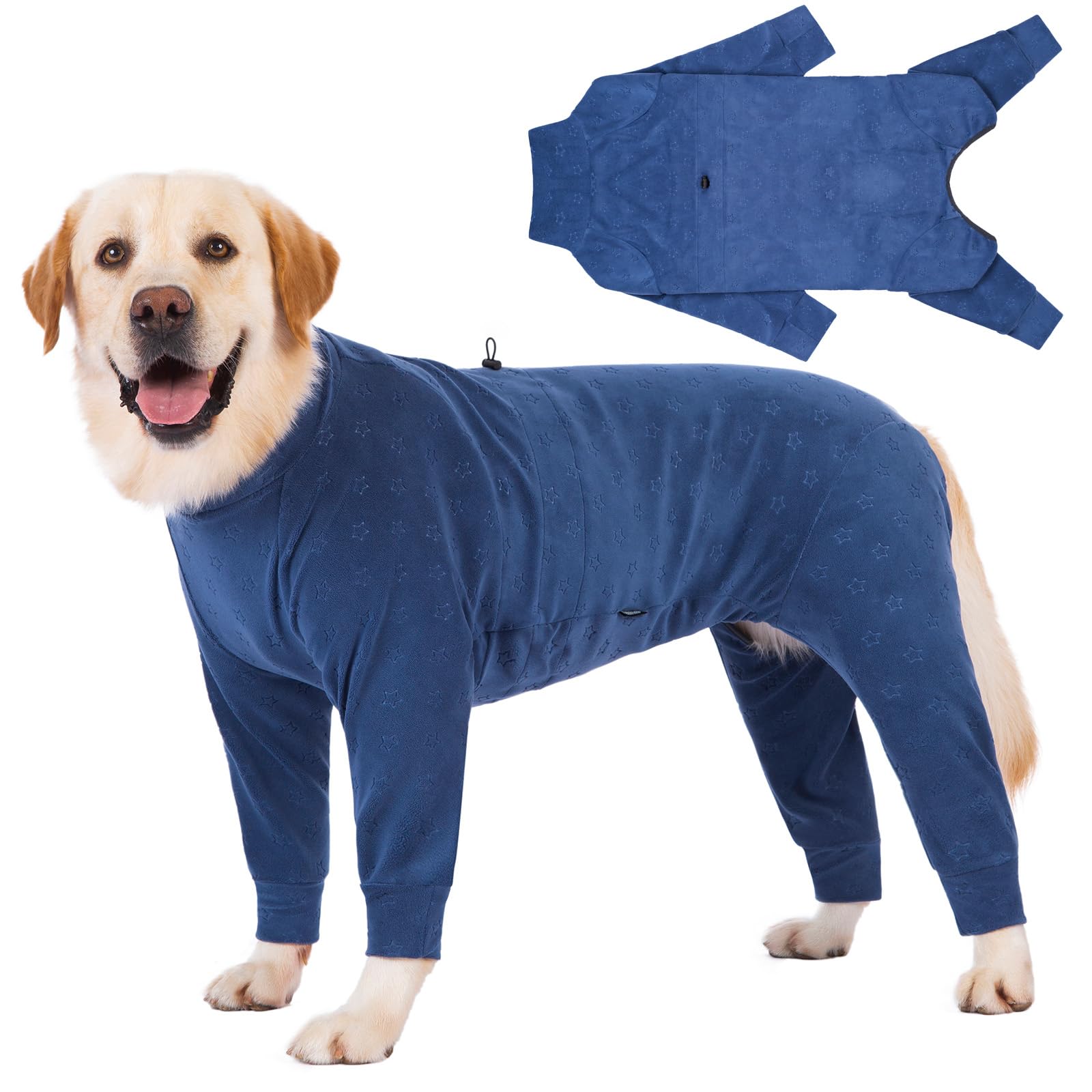 Cyponpy Embossing Dog Fleece Coat With Legs - Warm Winter Jumper for Medium Large Dogs, Full Body Pajamas, Stretchy Pullover Sweater, Long Sleeve Jacket