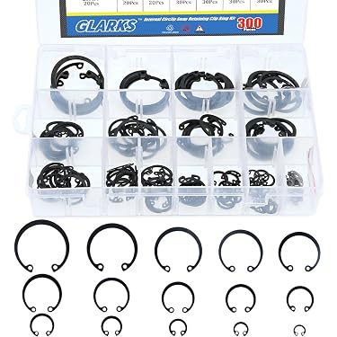 thumbnail image 2 of 300pc Internal Snap Ring Assortment Kit – 18 Sizes, Steel Circlip Retaining Rings – Unbranded 2 of 6