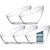 5 Pack Clear Angled Plastic Serving Bowls Disposable for Party Table 8oz | Angled Bowl Design. Chip, Candy, Salad &amp; Fruit Use. Disposable Party Tableware. Buffet &amp; Wedding Serving. Clear Plastic.