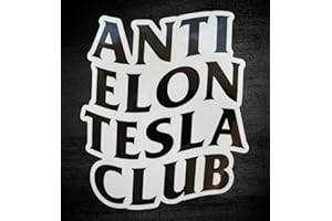XL White Anti Elon Tesla Club Bumper Sticker Vinyl Decal for Tesla Owners Model X Y 3 Black and White by MadPufferStickers Funny Gift for Tesla Owners Regret Elon Musk