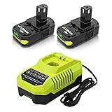 P102 Replacement Battery and Charger for Ryobi 18V
