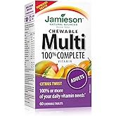 Jamieson 100% Complete Chewable Multivitamin for Adults Citrus Twist Multi, 60 chewable tablets