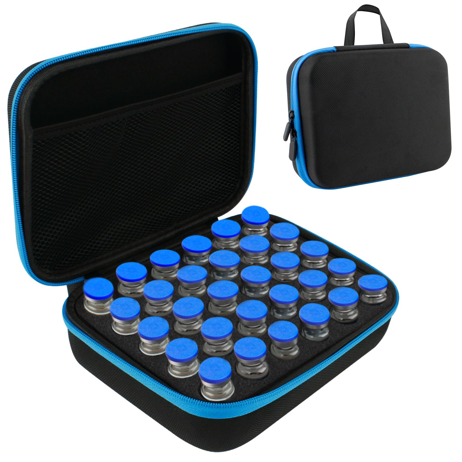 Photo 1 of 30 Slots Peptide Case for Fridge, Vial Holder with Hand Strap, Insulin Case for Diabetics Standard 10 ml U-100 Vials, No Ice Pack