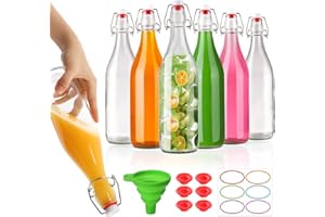 Alotpower Flip Top Glass Bottle 32oz 6Pack, Swing Top Glass Bottles with Airtight Flip Lids for Vanilla Extract Bottles/Home 