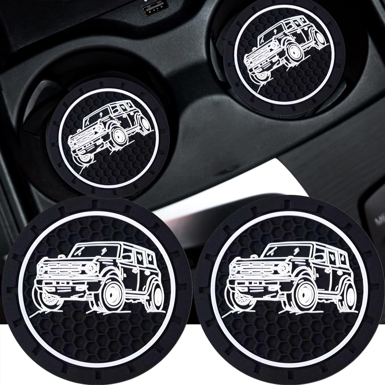 Photo 1 of 2Pack Car Cup Holder Coaster Anti-Slip Shockproof Car Coasters 2.75 inch,Auto Interior Accessories