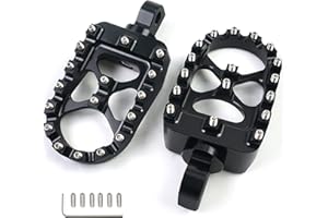 MDPROMCP CNC Motorcycle Wide Foot Pegs Aluminum 360°Roating Adjustable Suitable Compaitble with Dyna Fatboy Iron 883 Sportster 883(Black)