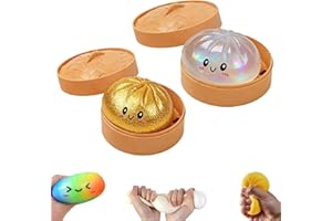 Glitter Dumpling, Glitter Dumpling Squishy Box, 4 Inch Squishy Dumplings,Anxiety Relief Fidget (2pcs-F)