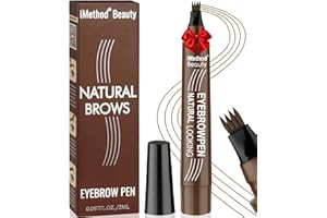 iMethod Microblading Eyebrow Pen - Eyebrow Pencil Magical Upgraded Eye Brow Pencils for Women with 4 Fork Tip & Spoolie Brush for Natural-Looking Hair-Like Defined Brows, Last All-Day, Light Brown