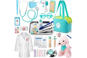 Sundaymot Doctor Kit for Kids, 37PC Pretend Play Doctor Toys, Doctor Kit for Toddlers 3-5, with Dog Toy, Medical Bag, Stethoscope and Other Accessories, for Boys and Girls Fun Role Playing Game