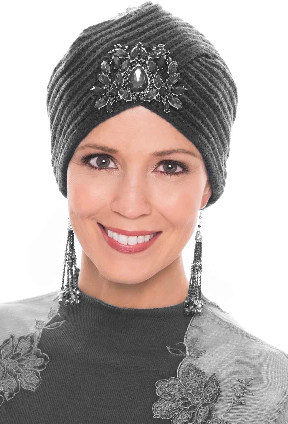 Headcovers Unlimited Bejeweled Knit Turban for Women | Embellished Turbans for Fall & Winter | Cancer & Chemo