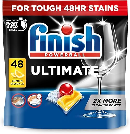 Finish Dishwasher Tablet, Ultimate, 48 Tablets, Lemon Sparkle, Clean & Shine Detergent Tabs, Tough on Grease Stains, Effective for Short Eco Cycle