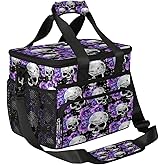 YoCosy Insulated Cooler Lunch Bag Vintage Gothic Skull Purple Rose Lunch Box Leakproof Large Tote Bag Reusable for Women Men Picnic Travel (15L)