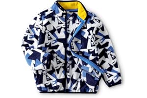 YUHANWOO Kids Printed Polar Fleece Jacket Toddler Baby Boys Girls Autumn Winter Warm Sherpa Lining Outerwear Soft Lightweight